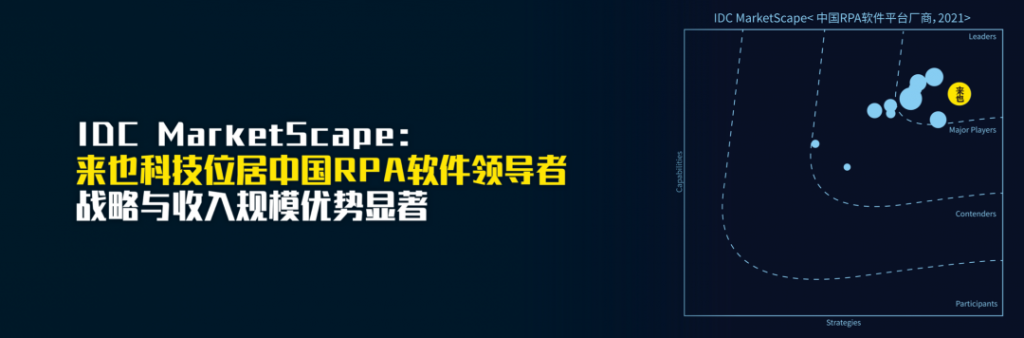 IDC MarketScape：来也科技位居中国RPA软件领导者，战略与收入规模优势显著
